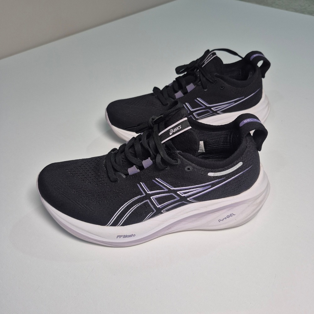 Asics Gel-Nimbus 26 Women Running Shoes Black Purple Sneakers - Picture 5 of 10